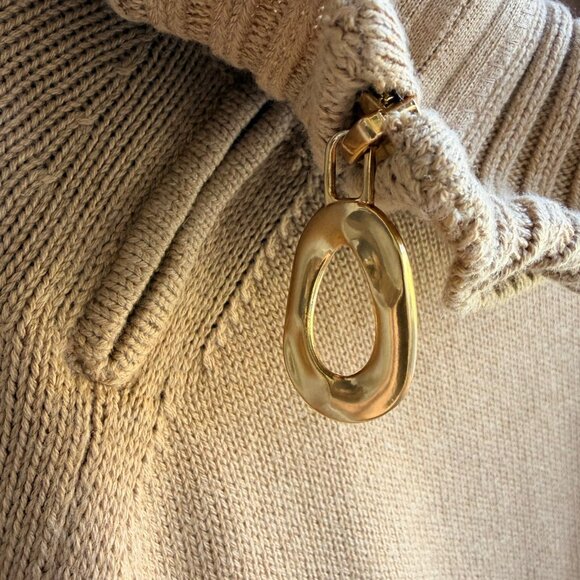 Donna Karan New York Long Sleeve Zip Side Cowl Neck Wool Blend Sweater Size XL. - Picture 7 of 8